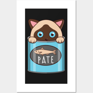 Cute Siamese Cat Pate Posters and Art